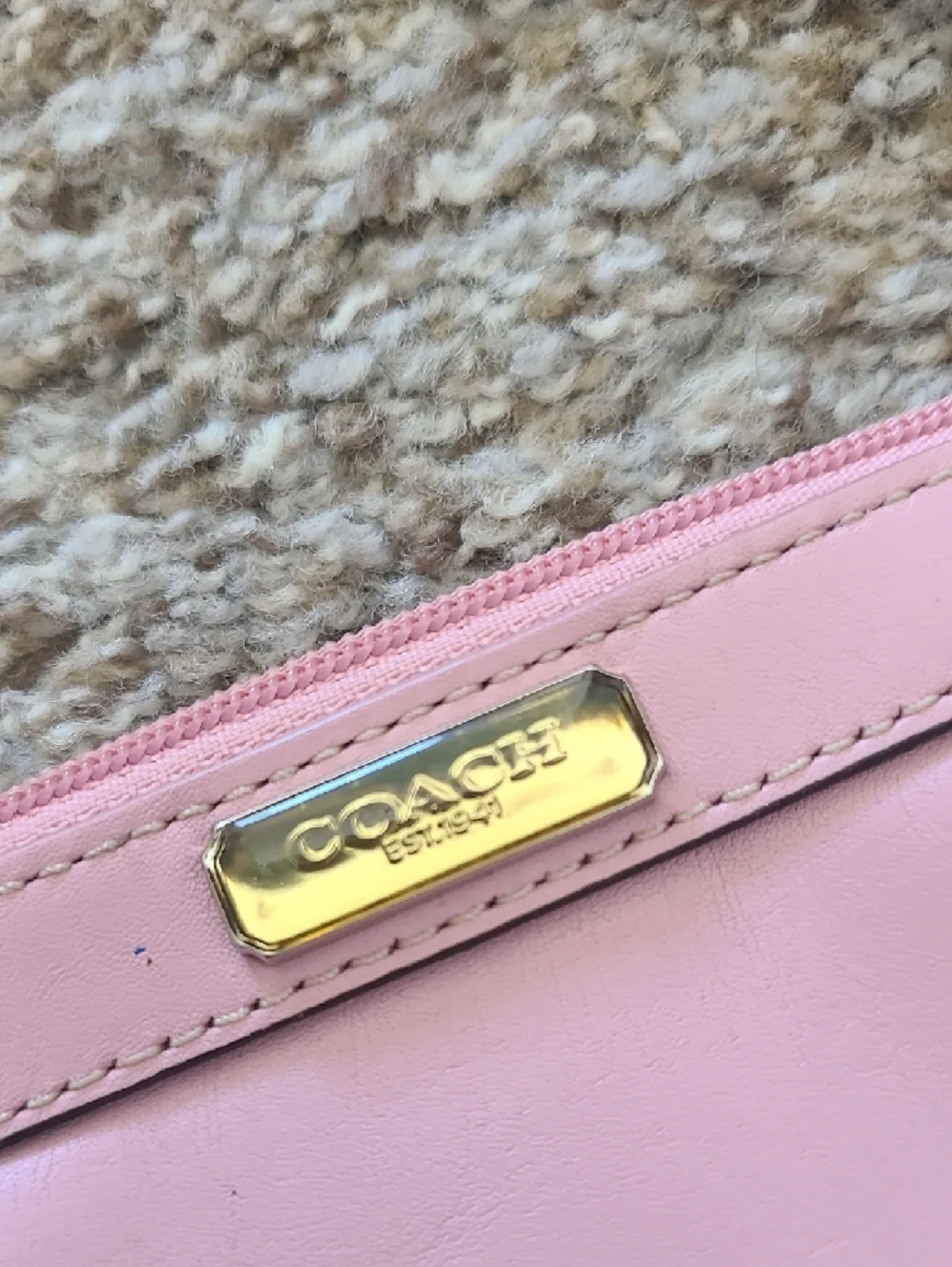Coach Pink Leather Wristlet with  Strap